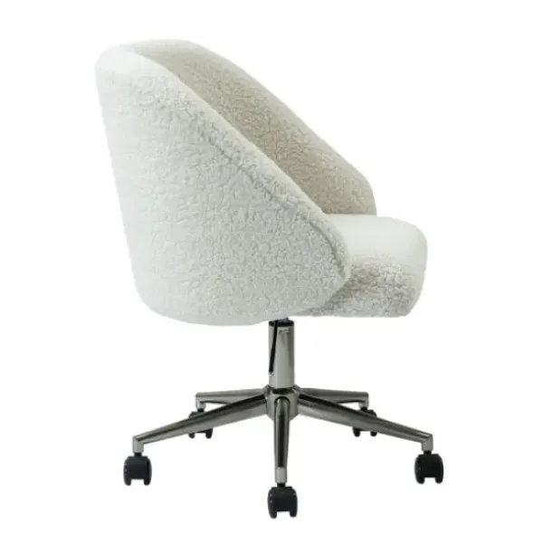 Office Furniture-Kirkland's Home Sherpa Upholstered Swivel Office Chair White
