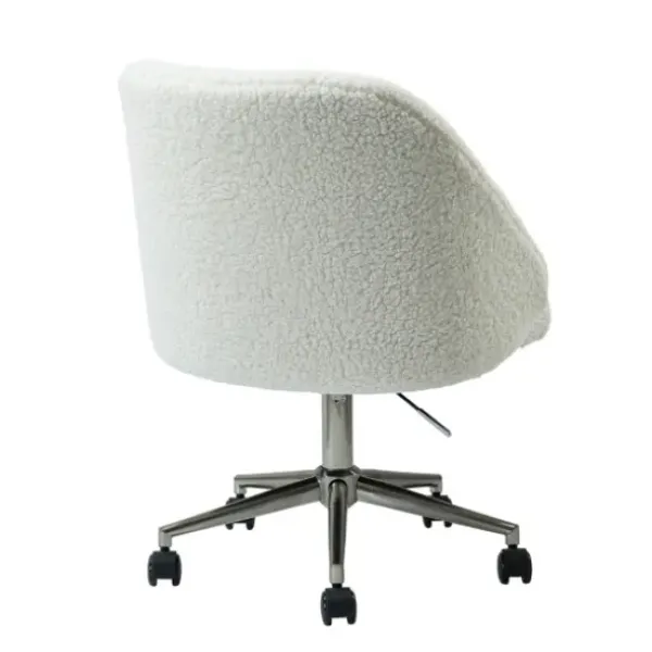 Office Furniture-Kirkland's Home Sherpa Upholstered Swivel Office Chair White