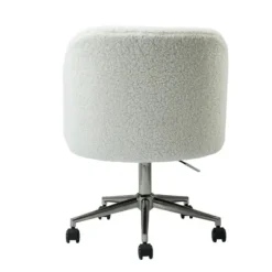 Office Furniture-Kirkland's Home Sherpa Upholstered Swivel Office Chair White