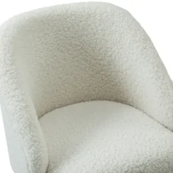 Office Furniture-Kirkland's Home Sherpa Upholstered Swivel Office Chair White