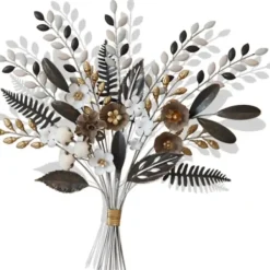 Wall Plaques-Kirkland's Home Shining Golden Floral Bouquet Wall Decoration Gold/Black/Silver