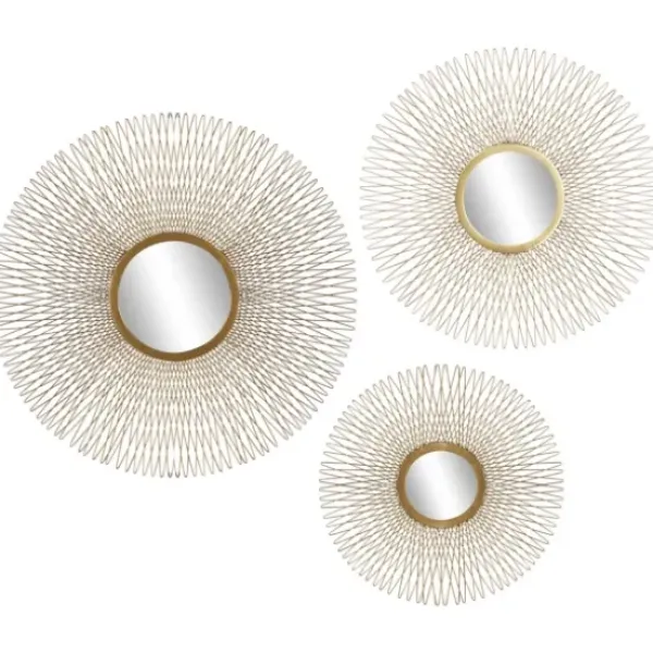 Wall Plaques-Kirkland's Home Shining Golden Sunburst 3-Pc. Wall Mirror Set