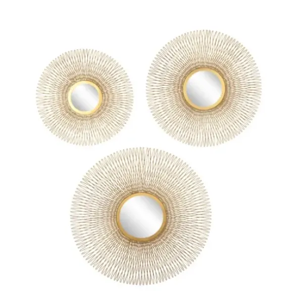 Wall Plaques-Kirkland's Home Shining Golden Sunburst 3-Pc. Wall Mirror Set