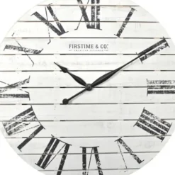 Clocks-Kirkland's Home Shiplap Coastal Wall Clock, 29 In. White