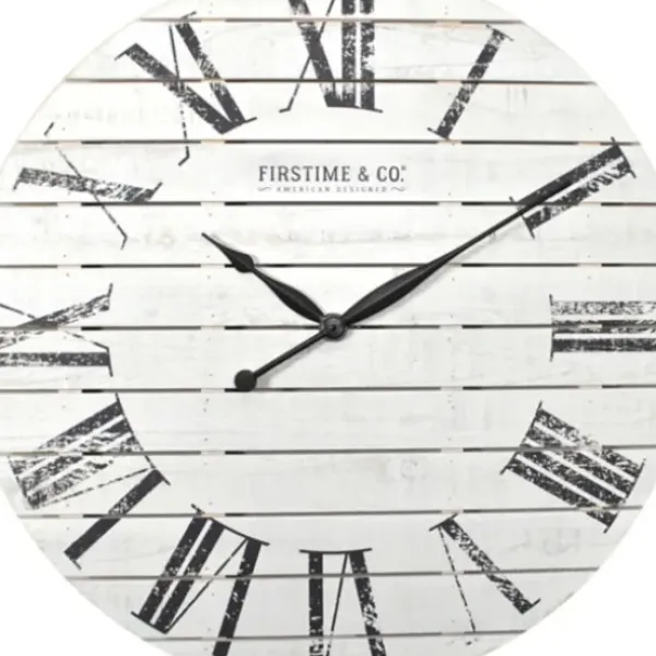 Clocks-Kirkland's Home Shiplap Coastal Wall Clock, 29 In. White