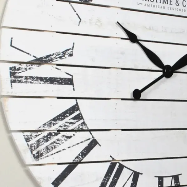Clocks-Kirkland's Home Shiplap Coastal Wall Clock, 29 In. White