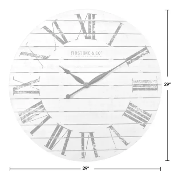 Clocks-Kirkland's Home Shiplap Coastal Wall Clock, 29 In. White