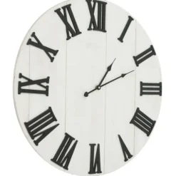 Clocks-Kirkland's Home Shiplap Whitewashed Wooden Wall Clock