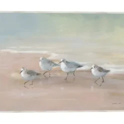 Canvas Art-Kirkland's Home Shorebirds On The Sand Framed Canvas Art Print Gray/Tan/White