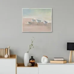 Canvas Art-Kirkland's Home Shorebirds On The Sand Framed Canvas Art Print Gray/Tan/White