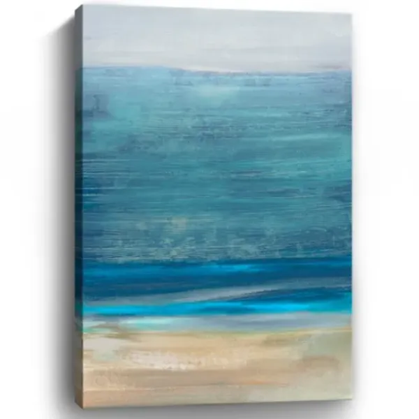 Canvas Art-Kirkland's Home Shoreline Brushstrokes Canvas Art Print, 32X48 In. White/Blue/Tan