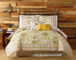 Comforters-Kirkland's Home Shyla Yellow Vinework King 5-Pc. Comforter Set Yellow/White