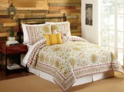 Comforters-Kirkland's Home Shyla Yellow Vinework King 5-Pc. Comforter Set Yellow/White