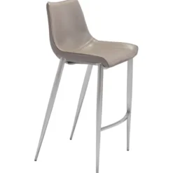 Bar Stools & Counter Height Stools-Kirkland's Home Silver & Beige Faux Leather Bar Stools, Set Of 2 Tan