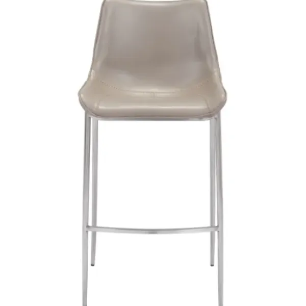 Bar Stools & Counter Height Stools-Kirkland's Home Silver & Beige Faux Leather Bar Stools, Set Of 2 Tan