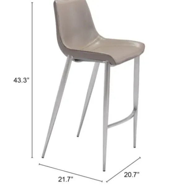 Bar Stools & Counter Height Stools-Kirkland's Home Silver & Beige Faux Leather Bar Stools, Set Of 2 Tan