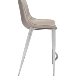 Bar Stools & Counter Height Stools-Kirkland's Home Silver & Beige Leather Counter Stools, Set Of 2 Tan