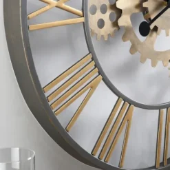 Clocks-Kirkland's Home Silver And Gold Benton Gears Wall Clock