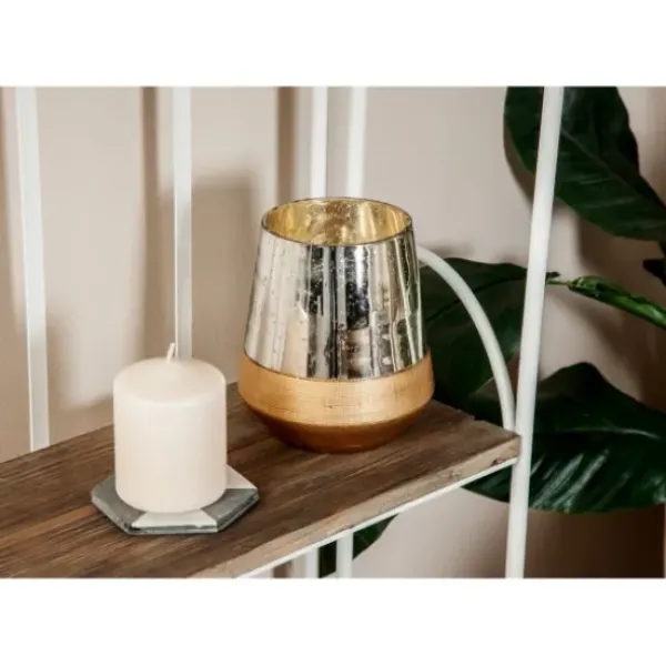 Candle Holders-Kirkland's Home Silver And Gold Pillar Candle Holder, 7 In. Silver/Gold