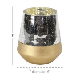 Candle Holders-Kirkland's Home Silver And Gold Pillar Candle Holder, 7 In. Silver/Gold