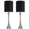 Table Lamps-Kirkland's Home Silver And Tapered Table Lamps, Set Of 2 Black