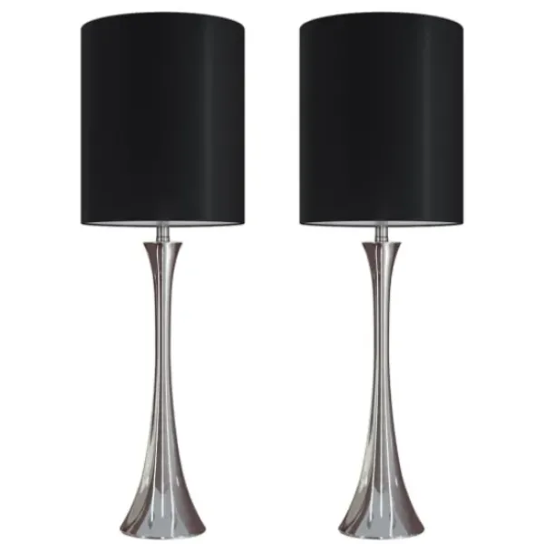 Table Lamps-Kirkland's Home Silver And Tapered Table Lamps, Set Of 2 Black