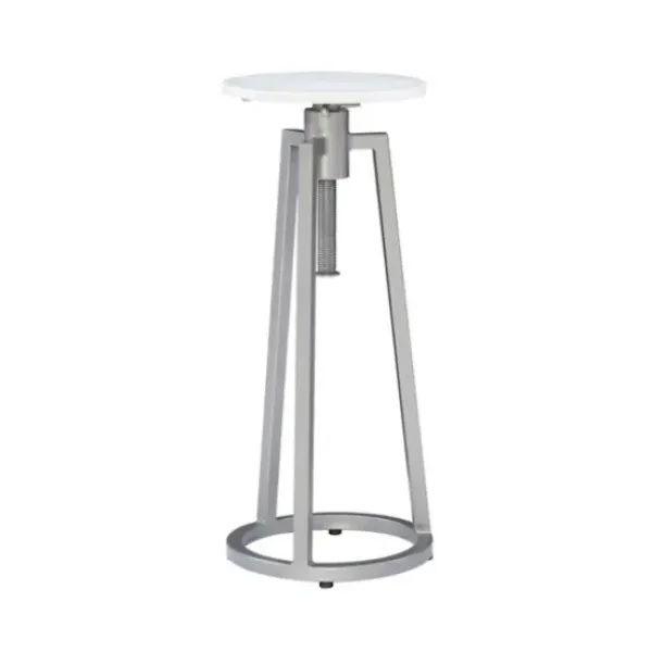 Accent & End Tables-Kirkland's Home Silver And White Marble Adjustable Drink Table Silver/White