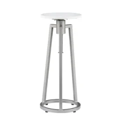 Accent & End Tables-Kirkland's Home Silver And White Marble Adjustable Drink Table Silver/White