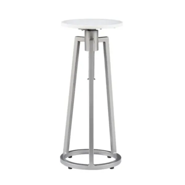 Accent & End Tables-Kirkland's Home Silver And White Marble Adjustable Drink Table Silver/White