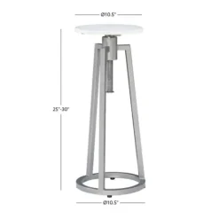 Accent & End Tables-Kirkland's Home Silver And White Marble Adjustable Drink Table Silver/White