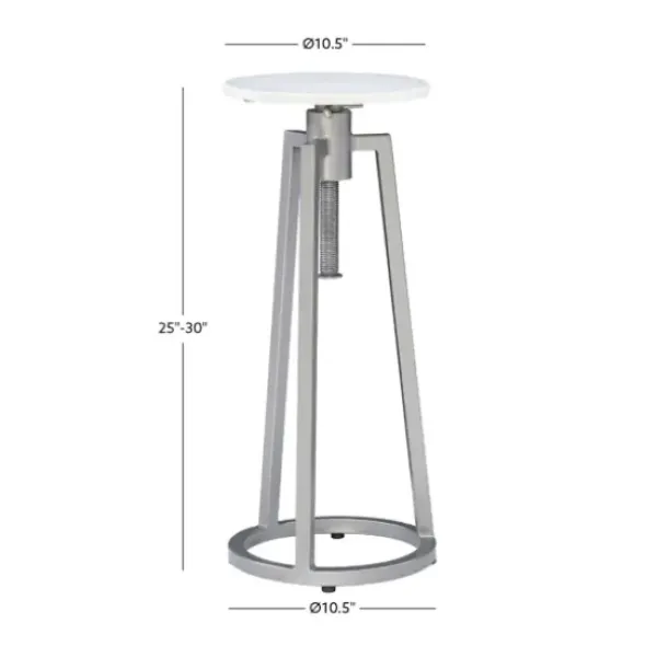 Accent & End Tables-Kirkland's Home Silver And White Marble Adjustable Drink Table Silver/White