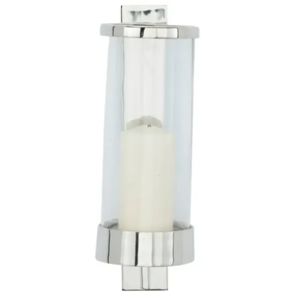 Sconces-Kirkland's Home Silver Assymetrical Modern Sconce