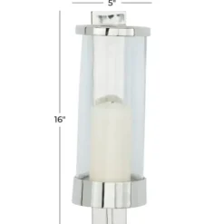 Sconces-Kirkland's Home Silver Assymetrical Modern Sconce