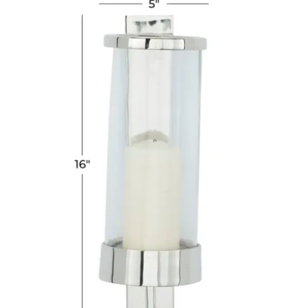Sconces-Kirkland's Home Silver Assymetrical Modern Sconce