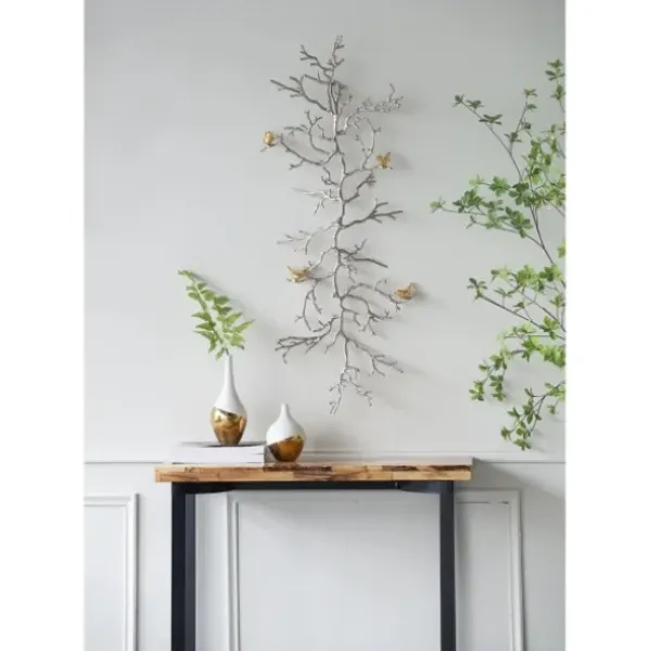 Wall Plaques-Kirkland's Home Silver Branches And Birds Metal Wall Plaque Gold/Silver