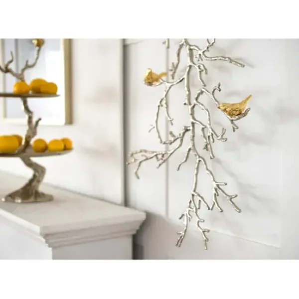Wall Plaques-Kirkland's Home Silver Branches And Birds Metal Wall Plaque Gold/Silver