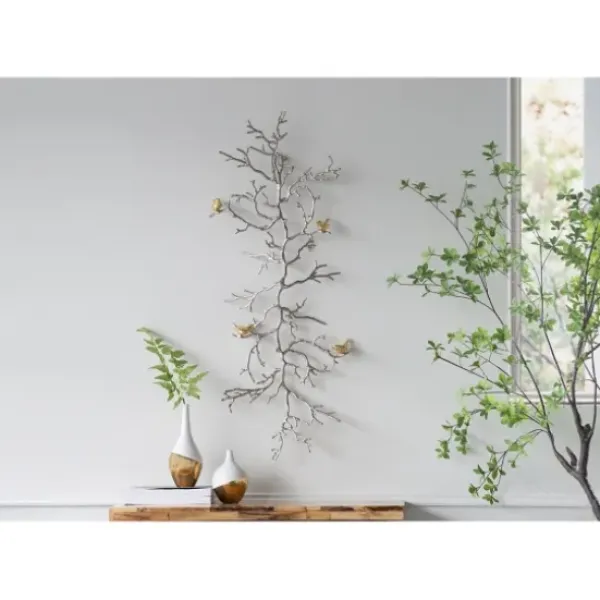 Wall Plaques-Kirkland's Home Silver Branches And Birds Metal Wall Plaque Gold/Silver