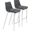 Bar Stools & Counter Height Stools-Kirkland's Home Silver Faux Leather Bar Stools, Set Of 2 Black