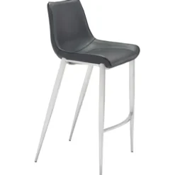Bar Stools & Counter Height Stools-Kirkland's Home Silver Faux Leather Bar Stools, Set Of 2 Black