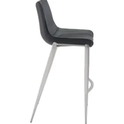 Bar Stools & Counter Height Stools-Kirkland's Home Silver Faux Leather Bar Stools, Set Of 2 Black