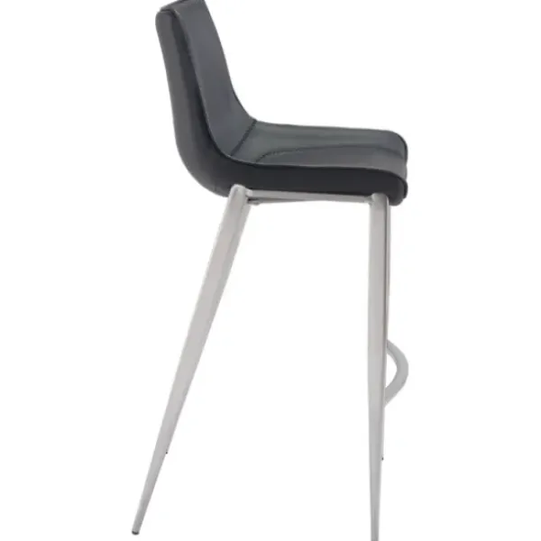 Bar Stools & Counter Height Stools-Kirkland's Home Silver Faux Leather Bar Stools, Set Of 2 Black
