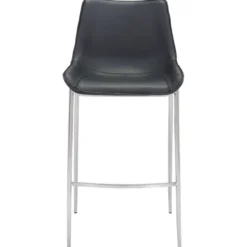 Bar Stools & Counter Height Stools-Kirkland's Home Silver Faux Leather Bar Stools, Set Of 2 Black