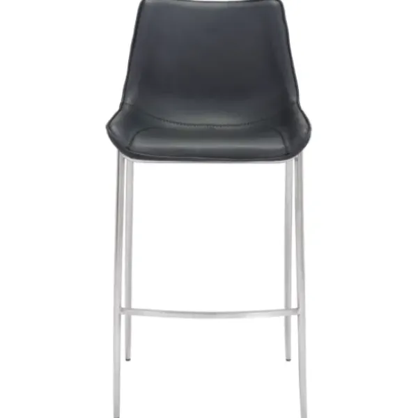 Bar Stools & Counter Height Stools-Kirkland's Home Silver Faux Leather Bar Stools, Set Of 2 Black