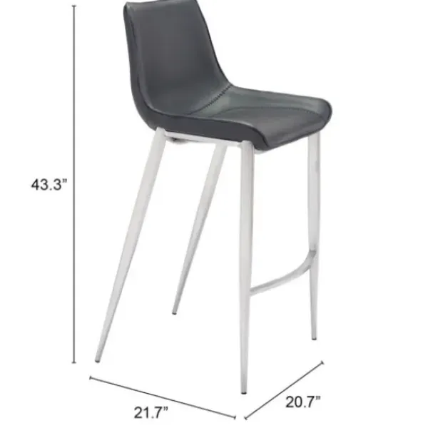 Bar Stools & Counter Height Stools-Kirkland's Home Silver Faux Leather Bar Stools, Set Of 2 Black
