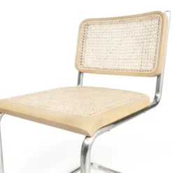 Dining Chairs-Kirkland's Home Silver Framed Woven Cane Dining Chairs, Set Of 2 Tan/Silver