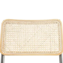 Dining Chairs-Kirkland's Home Silver Framed Woven Cane Dining Chairs, Set Of 2 Tan/Silver