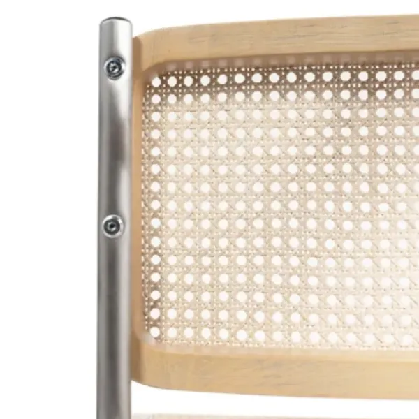Dining Chairs-Kirkland's Home Silver Framed Woven Cane Dining Chairs, Set Of 2 Tan/Silver