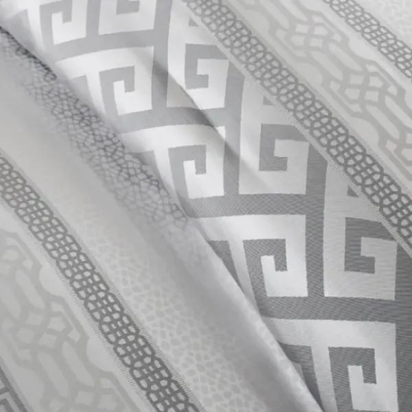 Comforters-Kirkland's Home Silver Geometric Stripes 7-Pc. King Comforter Set Silver/White