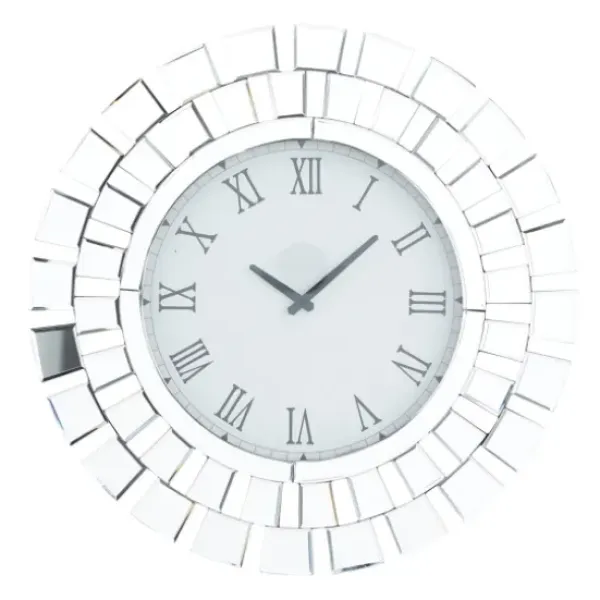 Clocks-Kirkland's Home Silver Glass Mirror Abstract Wall Clock