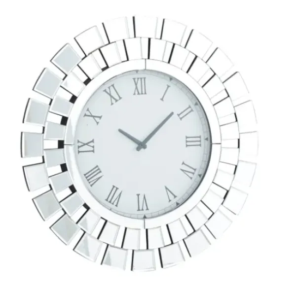 Clocks-Kirkland's Home Silver Glass Mirror Abstract Wall Clock